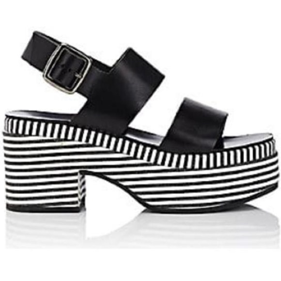 black and white flatform sandals